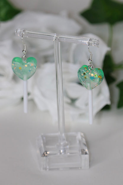 Lollipop Heart Glitter Earrings