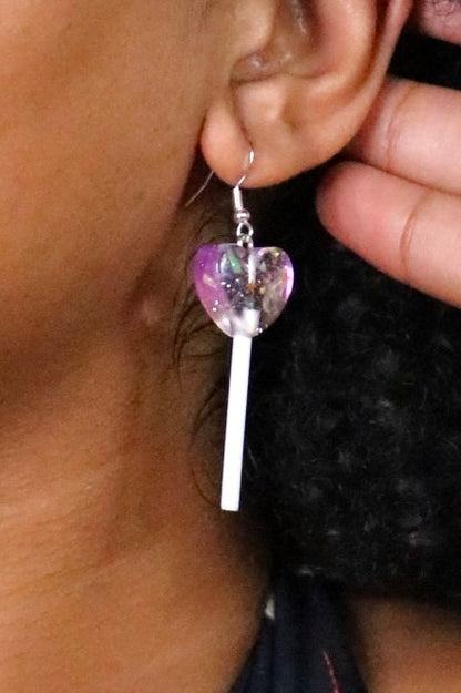Lollipop Heart Glitter Earrings