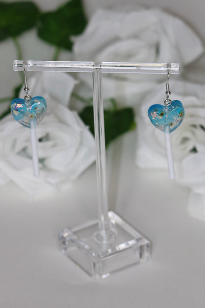 Lollipop Heart Glitter Earrings