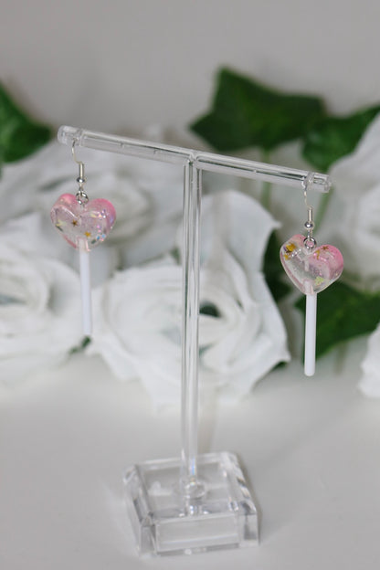 Lollipop Heart Glitter Earrings